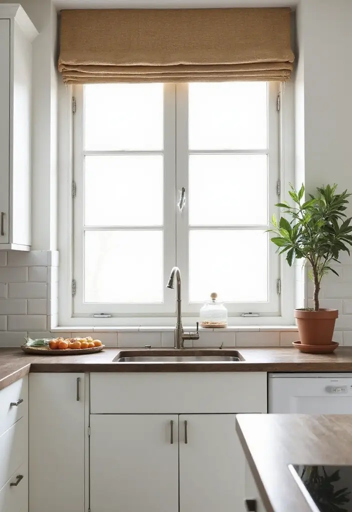 28 Window Valance Ideas That Complete the Look 9 28 Window Valance Ideas That Complete the Look - 9. Natural Fiber Roller Valance