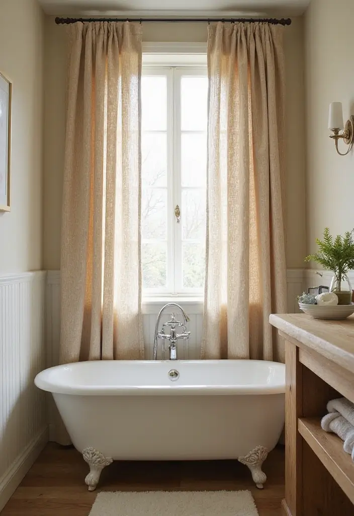 29 Bathroom Window Curtain Ideas That Balance Privacy and Light - 15. Textured Thermal Curtains