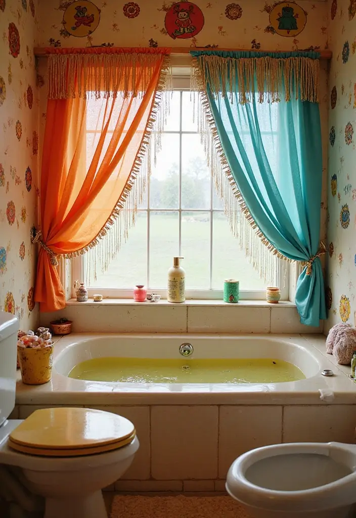 29 Bathroom Window Curtain Ideas That Balance Privacy and Light - 18. Fringed Curtains