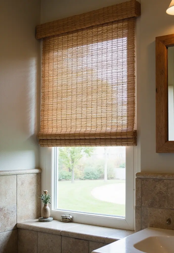 29 Bathroom Window Curtain Ideas That Balance Privacy and Light - 2. Bamboo Shades