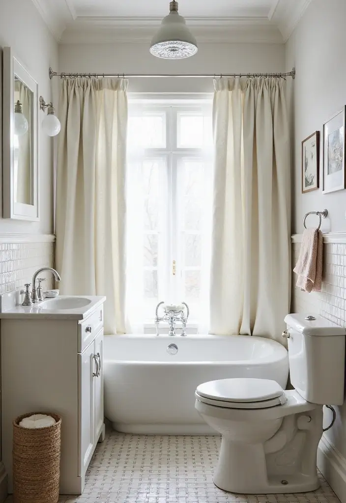 29 Bathroom Window Curtain Ideas That Balance Privacy and Light - 28. Easy-Care Synthetic Curtains