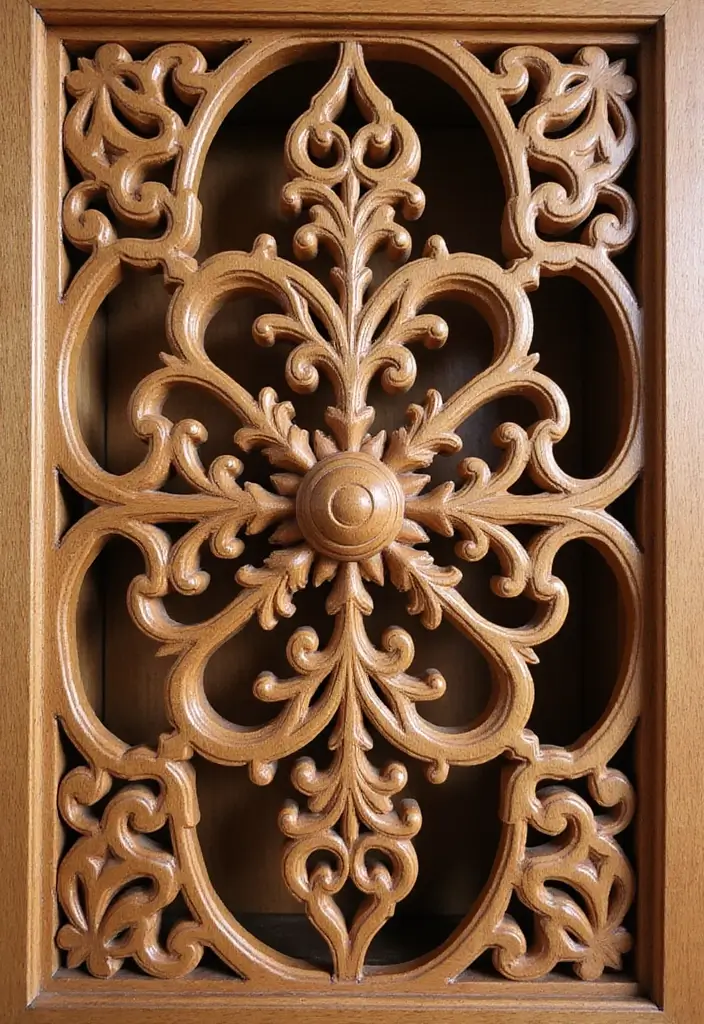 29 Stylish Grill Design Ideas for Modern Windows 19 29 Stylish Grill Design Ideas for Modern Windows - 19. Artistic Wooden Grills