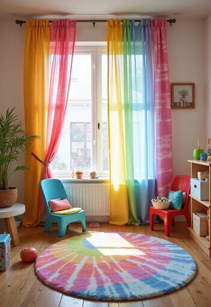 29 Window Curtain Ideas for Every Room Style 10 29 Window Curtain Ideas for Every Room Style - 10. Tie-Dye Curtains for a Fun Twist