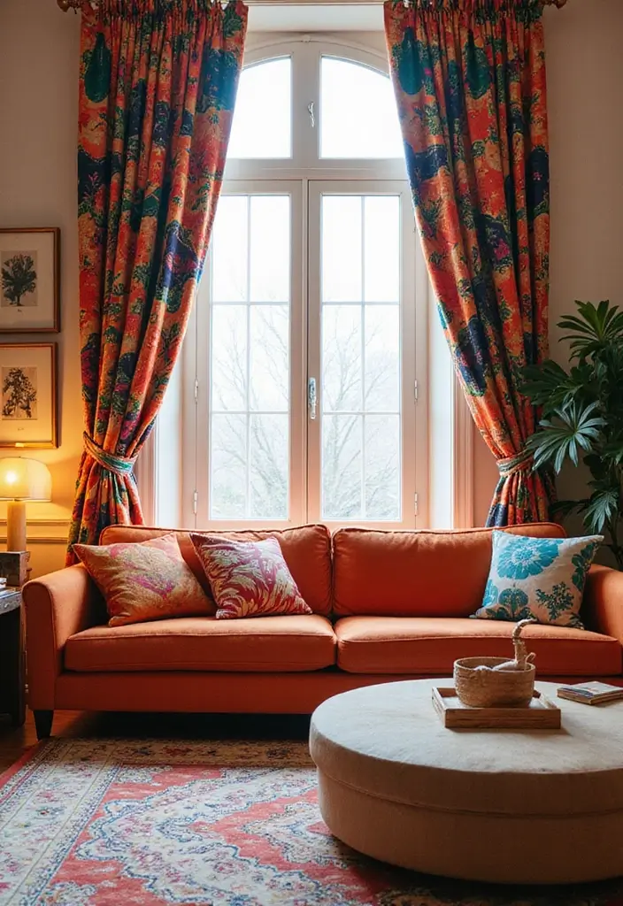 29 Window Curtain Ideas for Every Room Style 26 29 Window Curtain Ideas for Every Room Style - 26. Artistic Printed Curtains for a Statement