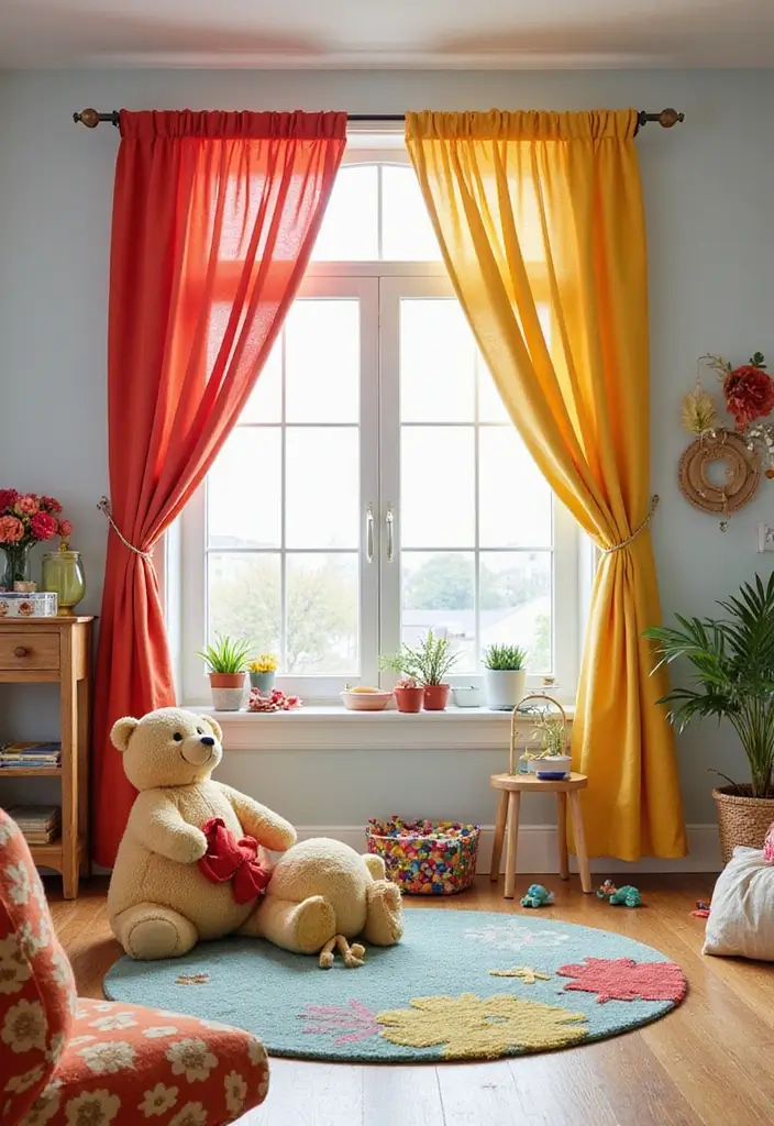 29 Window Curtain Ideas for Every Room Style 28 29 Window Curtain Ideas for Every Room Style - 28. Colorful Canvas Curtains for a Cheerful Touch