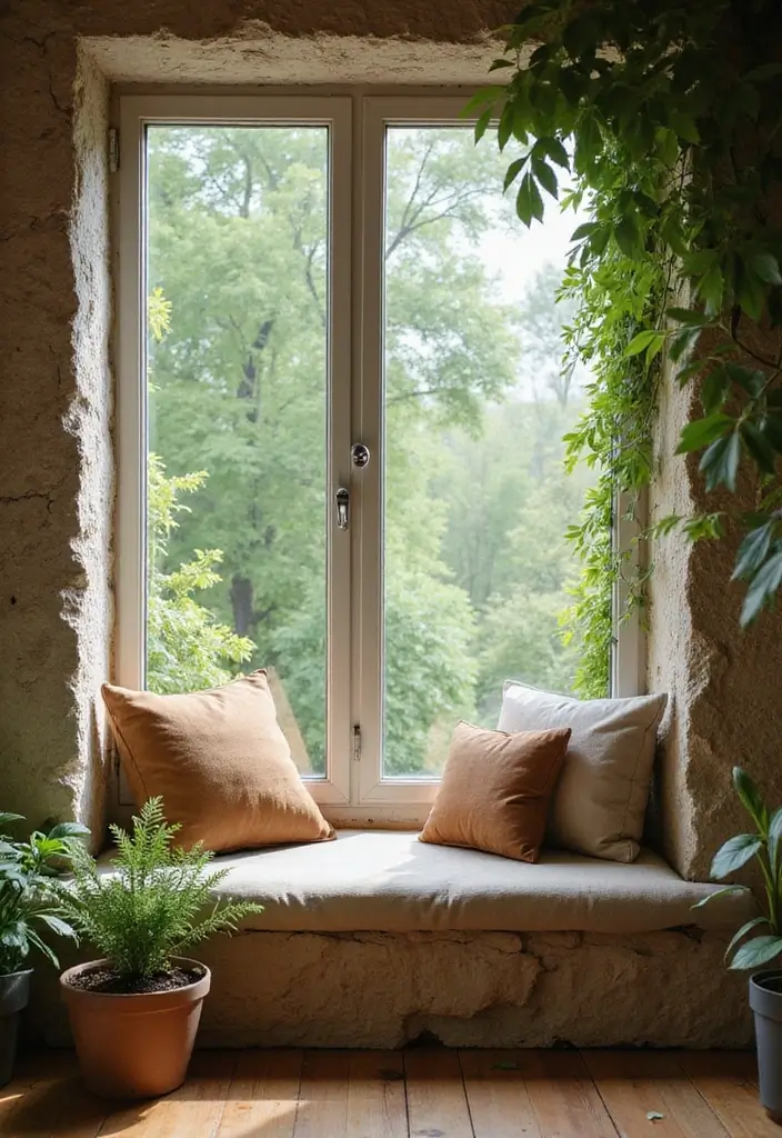 29 Window Seating Ideas for a Dreamy Home Look 13 29 Window Seating Ideas for a Dreamy Home Look - 13. Nature-Inspired Elements