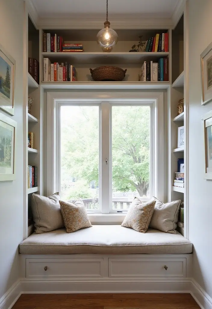 29 Window Seating Ideas for a Dreamy Home Look 14 29 Window Seating Ideas for a Dreamy Home Look - 14. Open Shelving Above the Seat