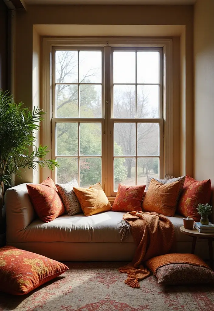 29 Window Seating Ideas for a Dreamy Home Look 15 29 Window Seating Ideas for a Dreamy Home Look - 15. Floor Cushions and Throws