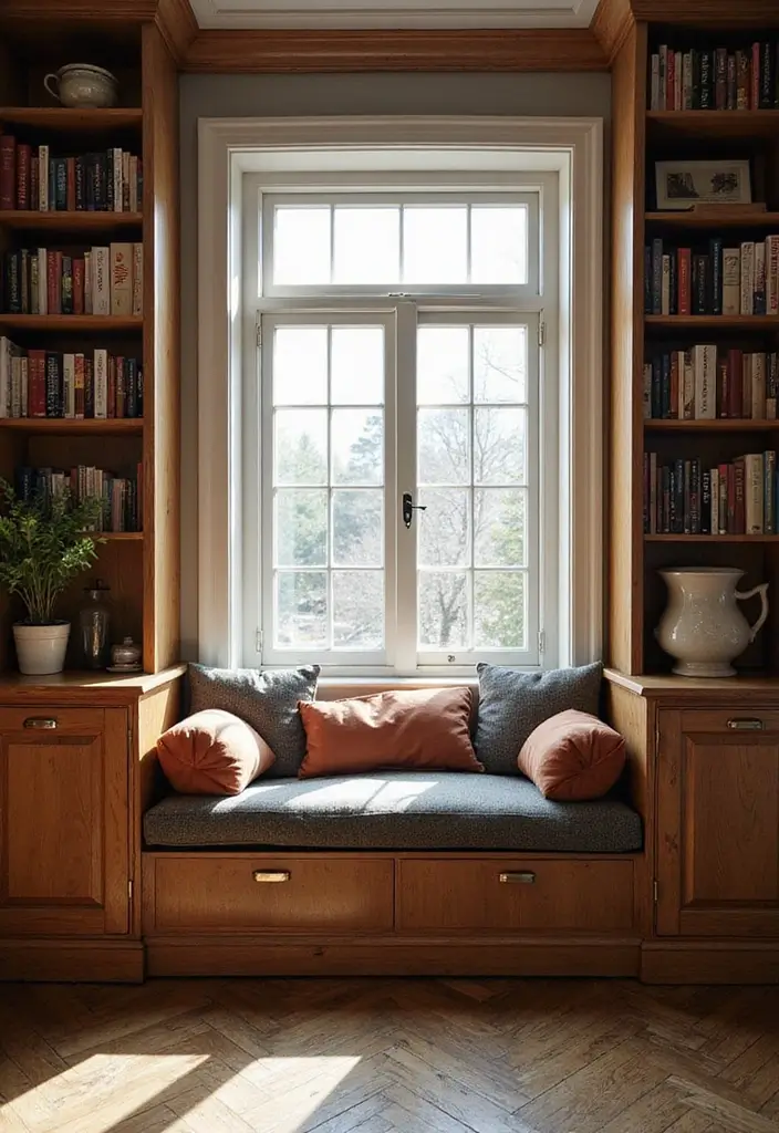 29 Window Seating Ideas for a Dreamy Home Look 18 29 Window Seating Ideas for a Dreamy Home Look - 18. Cozy Corner with Bookshelves