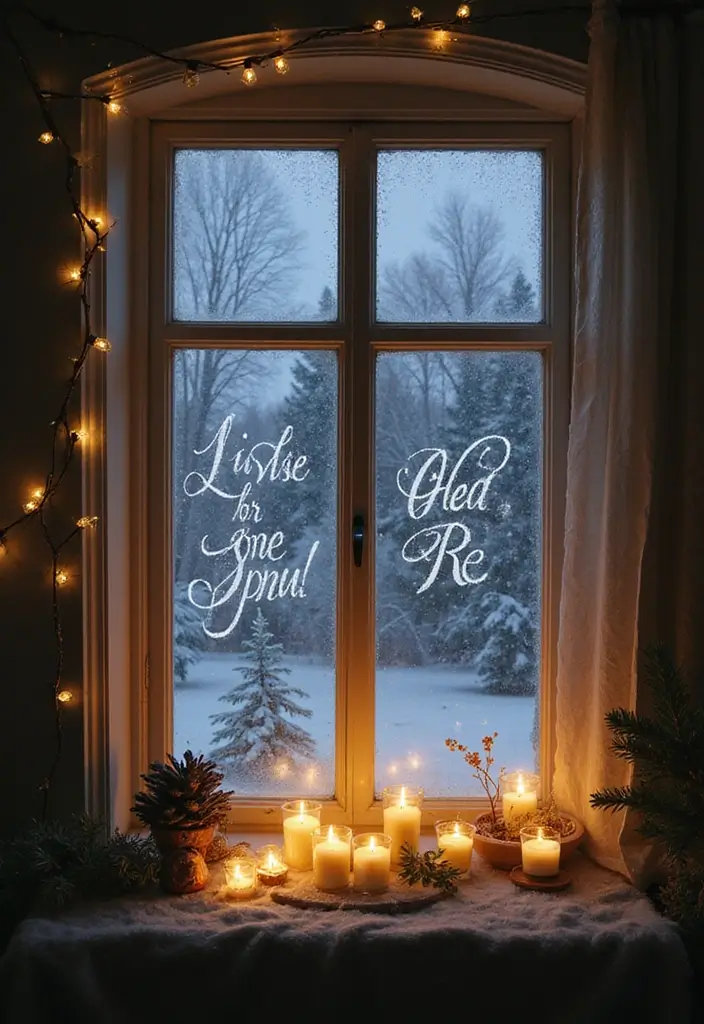 29 Window Snow Spray Ideas for Festive Vibes 10 29 Window Snow Spray Ideas for Festive Vibes - 10. Elegant Snowy Script