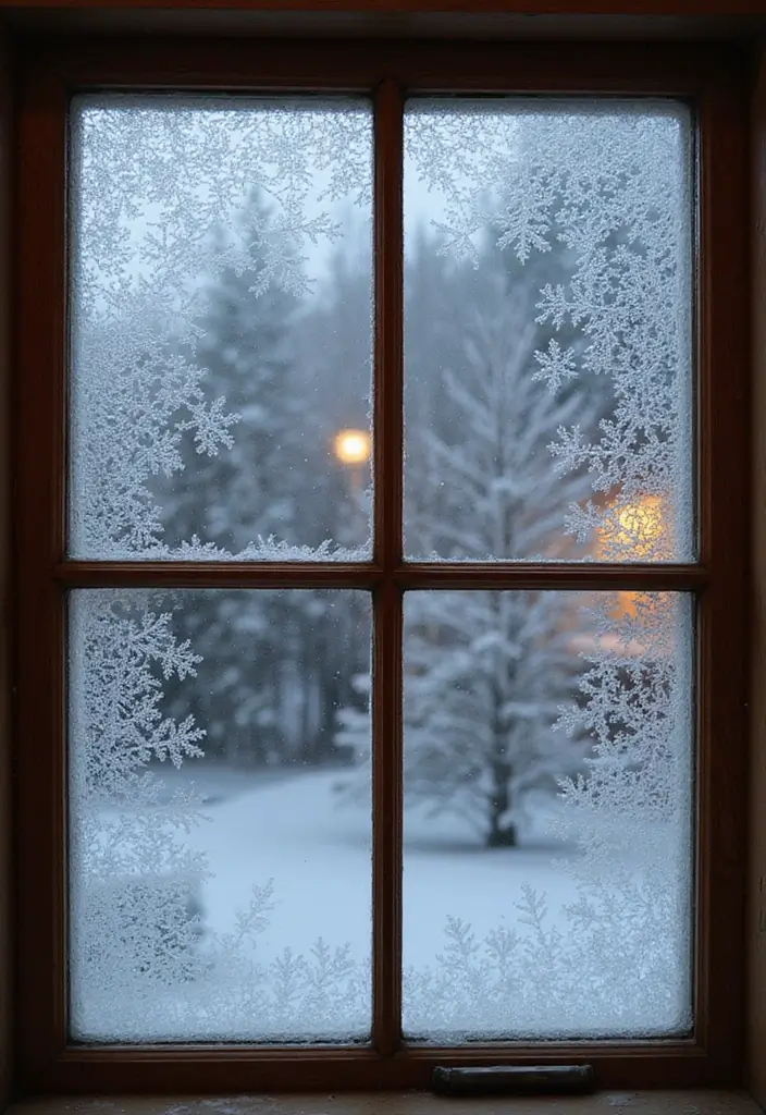 29 Window Snow Spray Ideas for Festive Vibes 15 29 Window Snow Spray Ideas for Festive Vibes - 15. Frosted Glass Effect