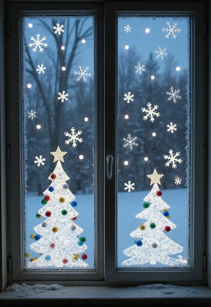 29 Window Snow Spray Ideas for Festive Vibes 16 29 Window Snow Spray Ideas for Festive Vibes - 16. Charming Christmas Trees