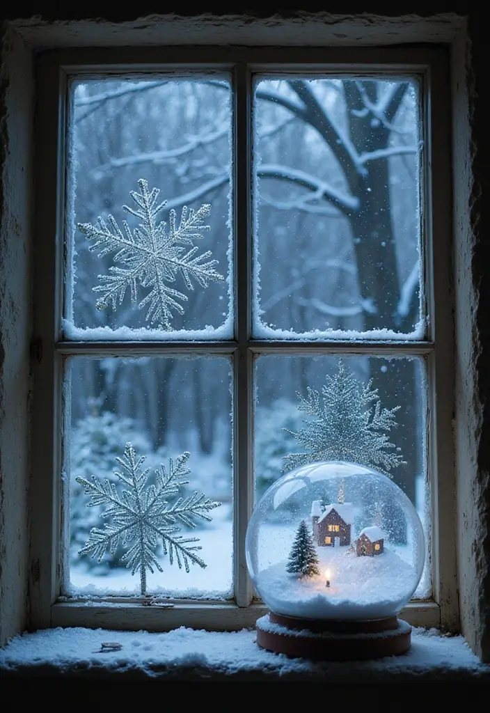 29 Window Snow Spray Ideas for Festive Vibes 19 29 Window Snow Spray Ideas for Festive Vibes - 19. Enchanting Snow Globes