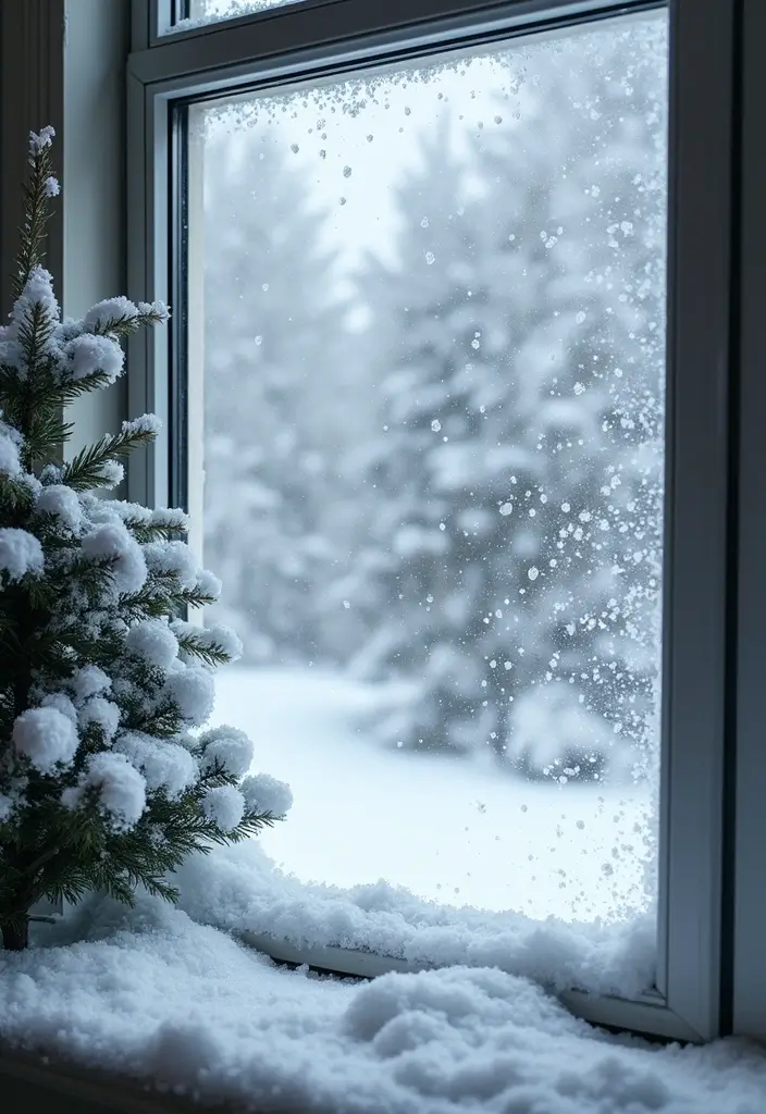 29 Window Snow Spray Ideas for Festive Vibes 21 29 Window Snow Spray Ideas for Festive Vibes - 21. Layered Snowy Effects