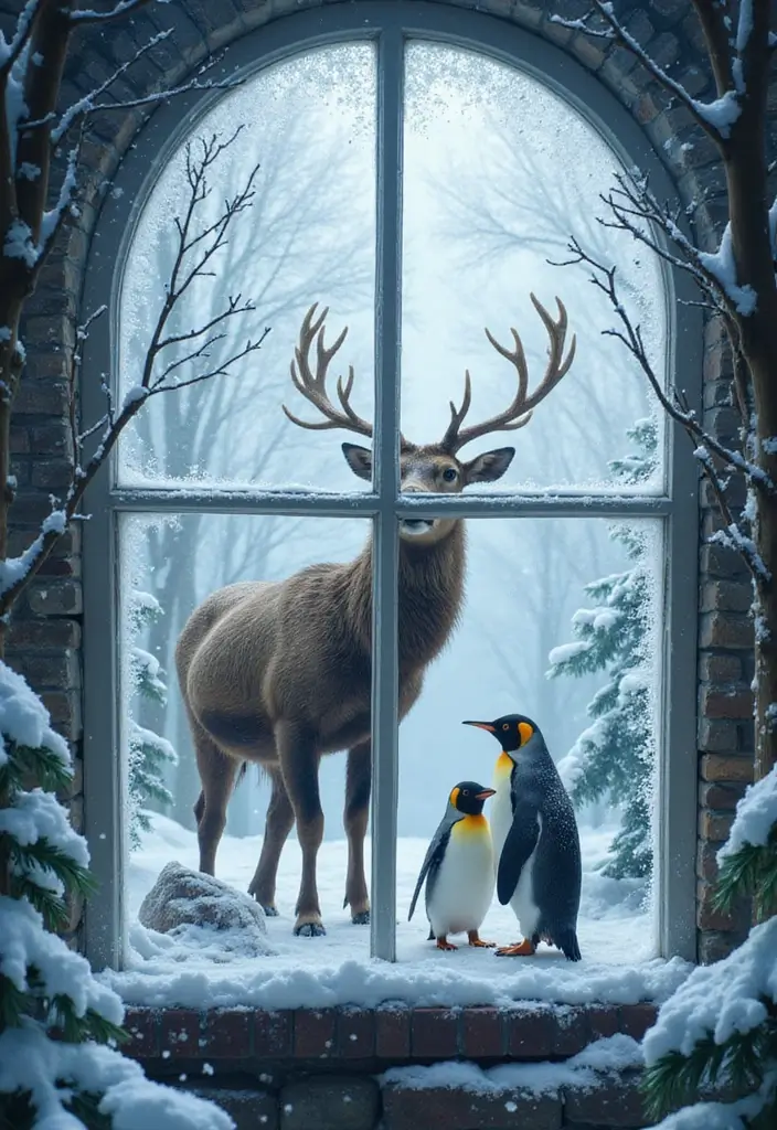 29 Window Snow Spray Ideas for Festive Vibes 5 29 Window Snow Spray Ideas for Festive Vibes - 5. Magical Winter Animals