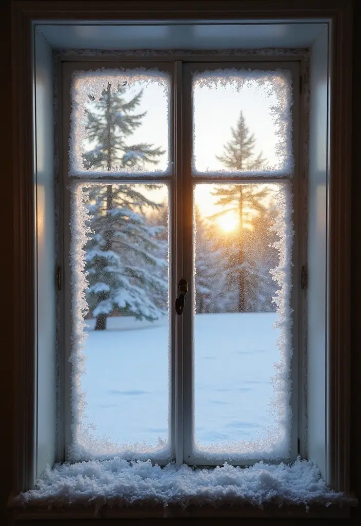 29 Window Snow Spray Ideas for Festive Vibes 8 29 Window Snow Spray Ideas for Festive Vibes - 8. Frosty Window Borders