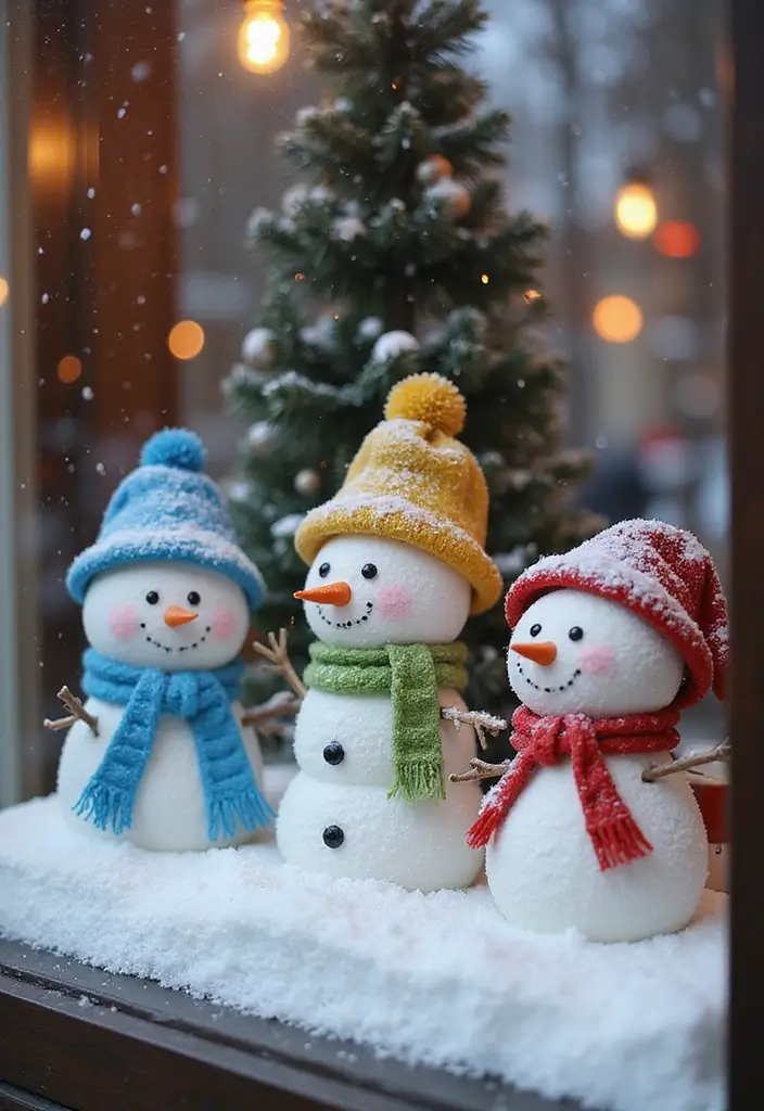 29 Window Snow Spray Ideas for Festive Vibes 9 29 Window Snow Spray Ideas for Festive Vibes - 9. Cute Snowmen