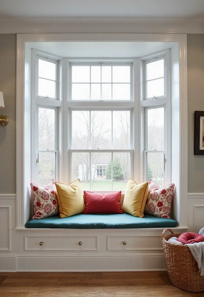 30+ Bay Window Bedroom Ideas for Extra Charm - 17. Custom Cushions