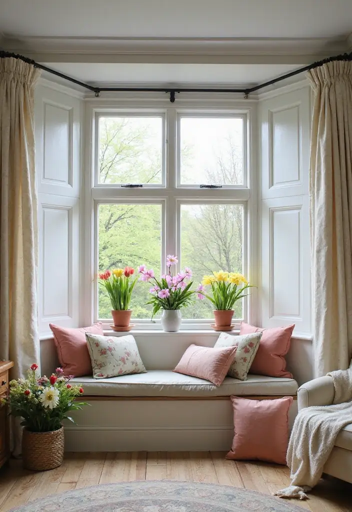 30+ Bay Window Bedroom Ideas for Extra Charm - 18. Seasonal Decor Changes