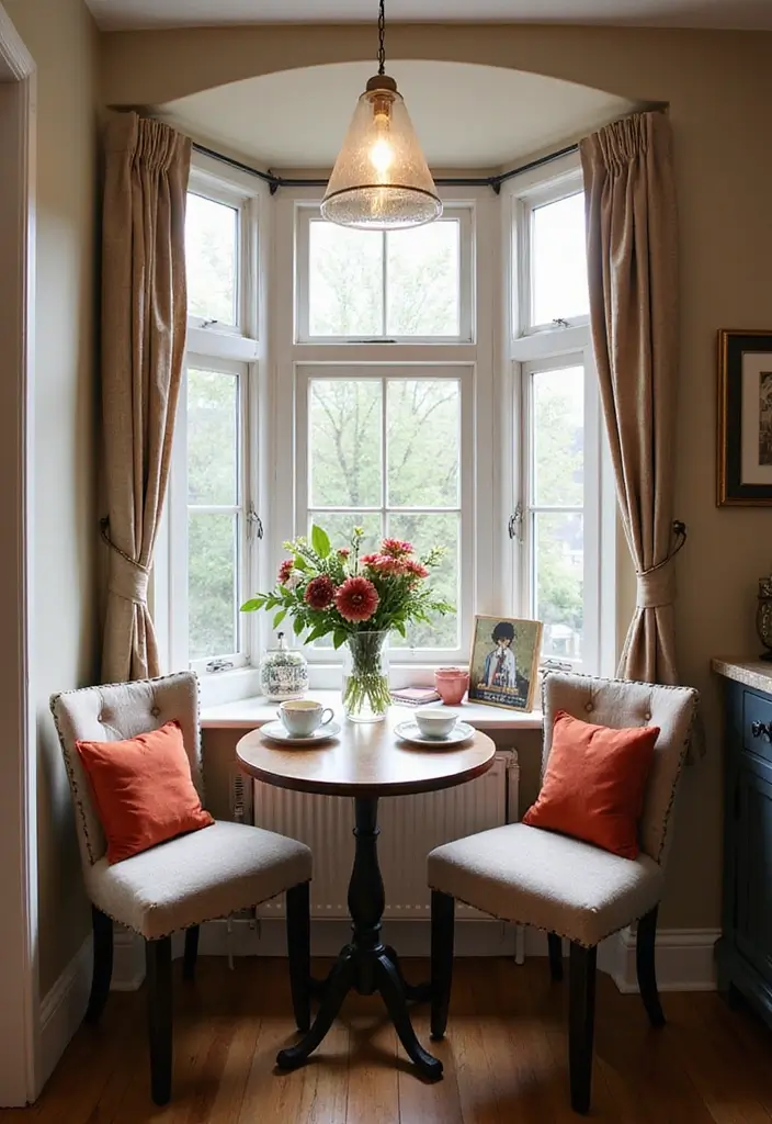 30+ Bay Window Bedroom Ideas for Extra Charm - 21. Incorporate a Small Table