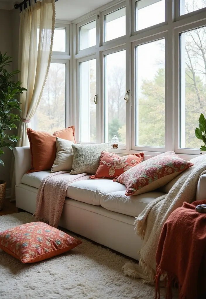 30+ Bay Window Bedroom Ideas for Extra Charm - 4. Layered Fabrics for Comfort