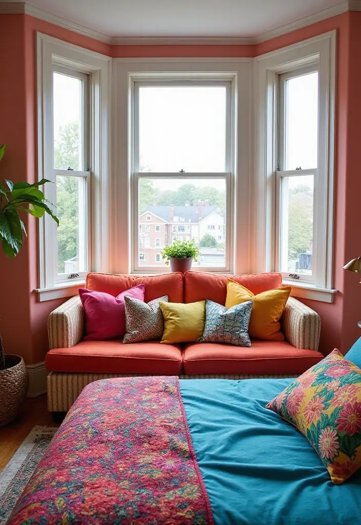 30+ Bay Window Bedroom Ideas for Extra Charm - 8. Embrace Colors