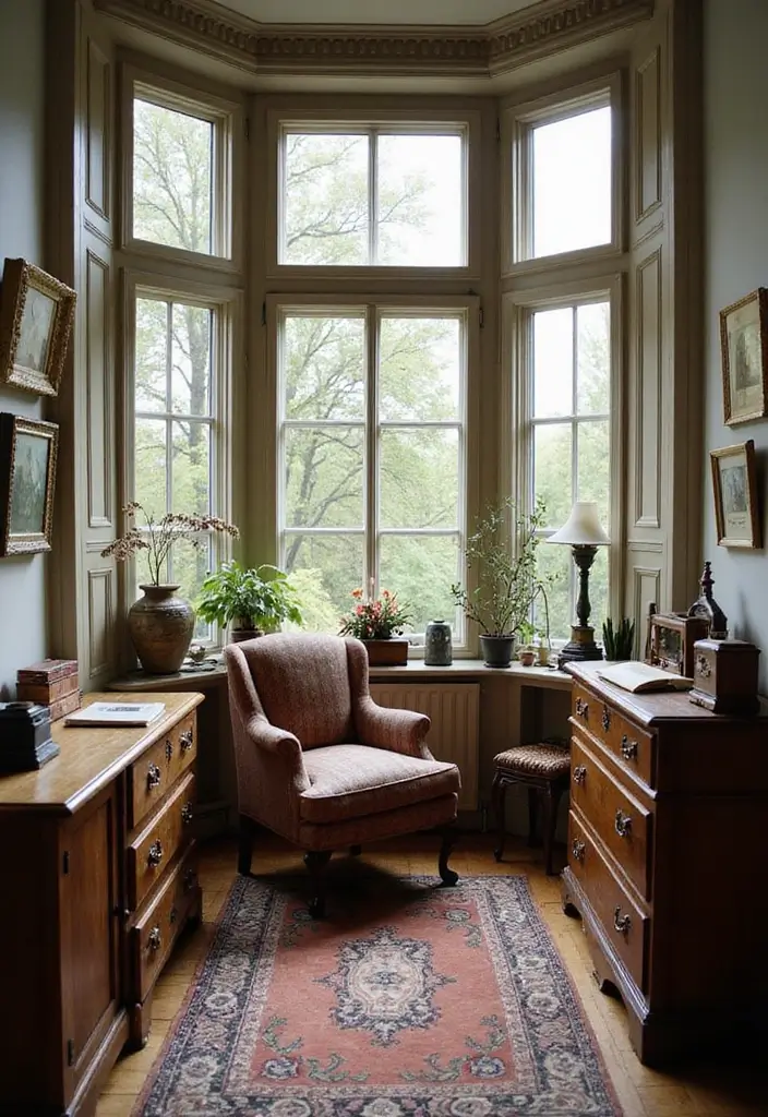 30+ Bay Window Bedroom Ideas for Extra Charm - 9. Vintage Charm