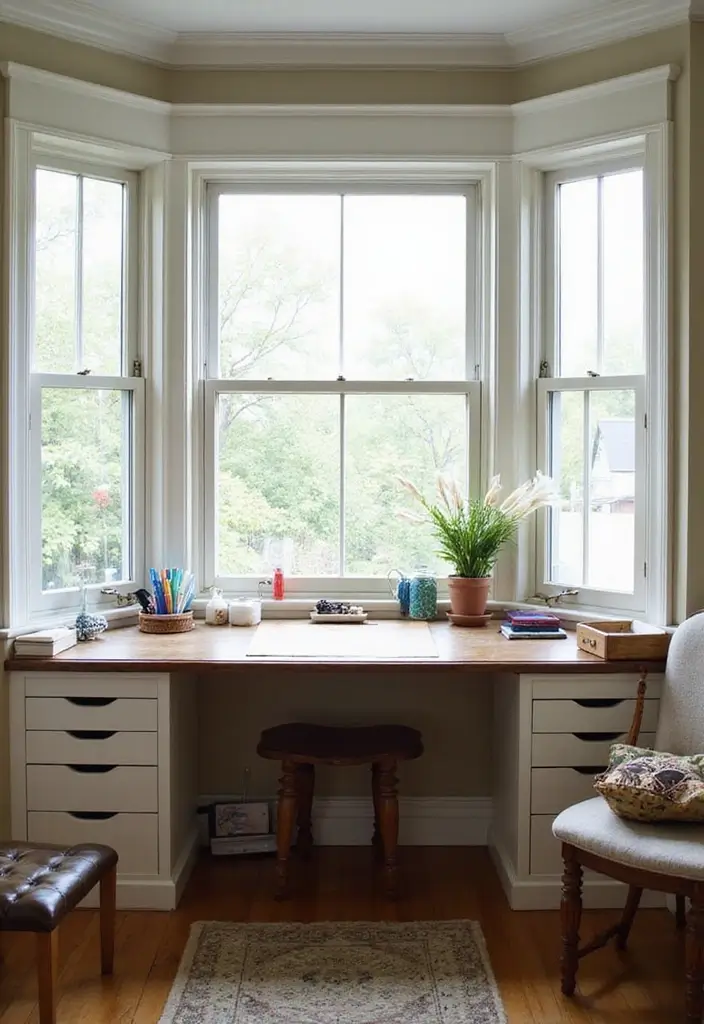 30 Bay Window Ideas That Instantly Upgrade Your Space - 16. Charming Craft Station