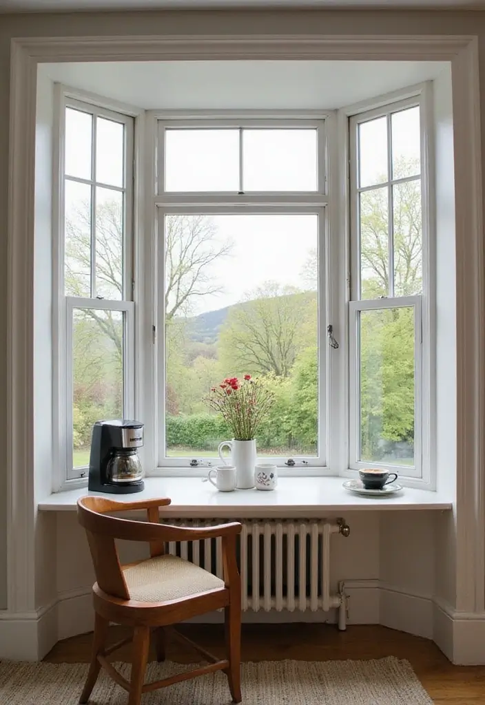 30 Bay Window Ideas That Instantly Upgrade Your Space - 17. Stylish Coffee Corner