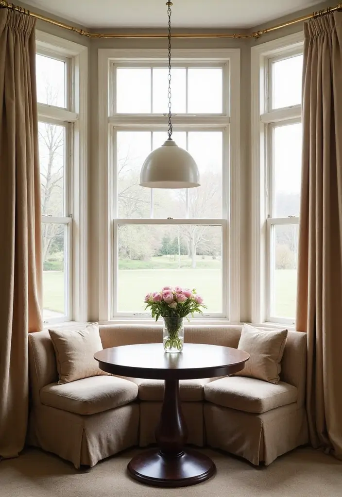 30 Bay Window Ideas That Instantly Upgrade Your Space - 22. Elegant Dining Nook
