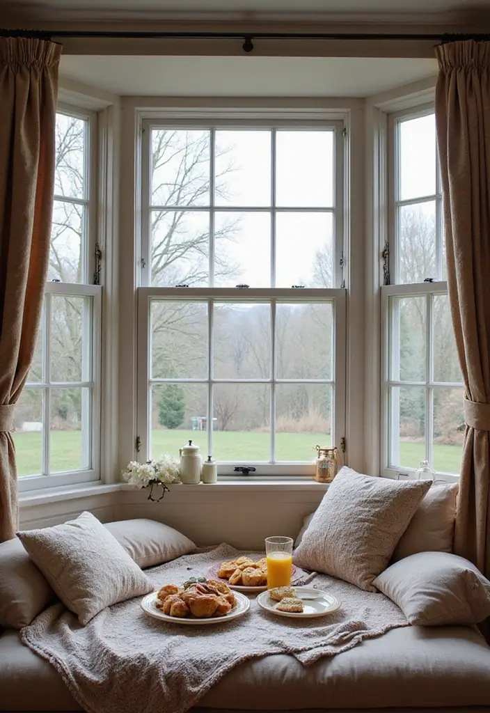30 Bay Window Ideas That Instantly Upgrade Your Space - 24. An Inviting Indoor Picnic