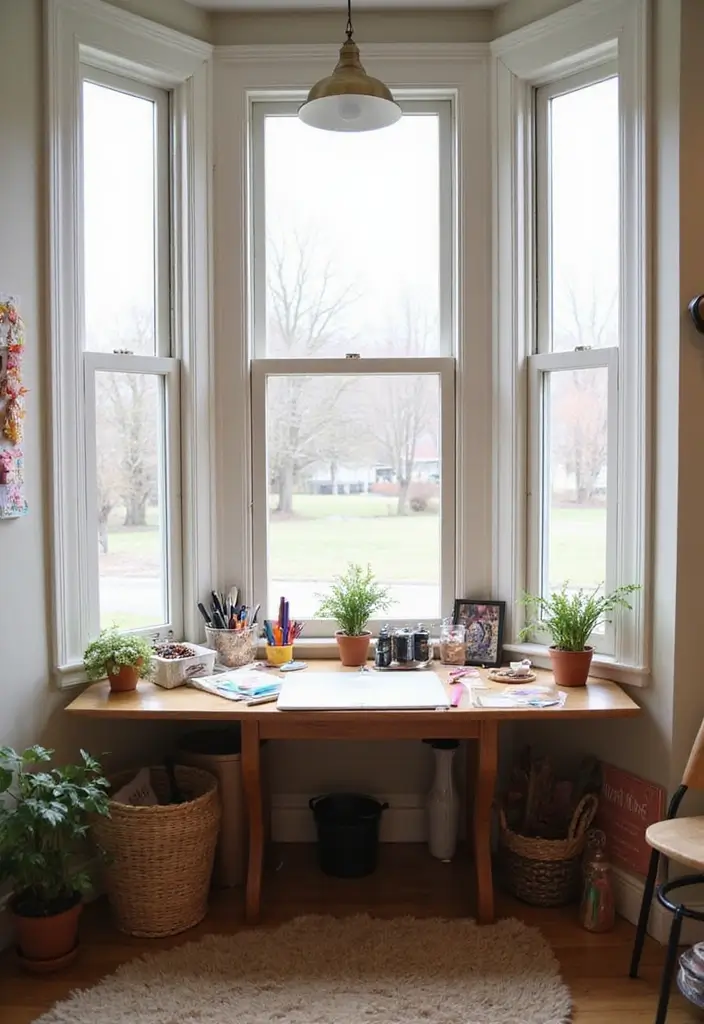 30 Bay Window Ideas That Instantly Upgrade Your Space - 26. Simple Crafting Space