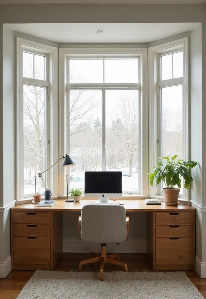 30 Bay Window Ideas That Instantly Upgrade Your Space - 8. Modern Office Nook