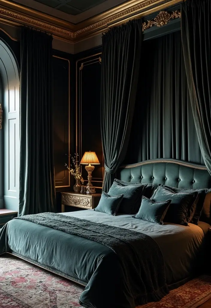30 Black Curtains Bedroom Ideas for a Bold Look - 1. Opulent Velvet Glamour