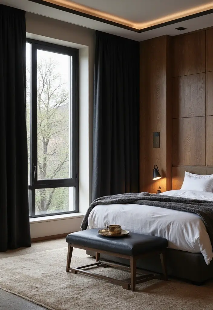 30 Black Curtains Bedroom Ideas for a Bold Look - 27. Luxe Spa Retreat