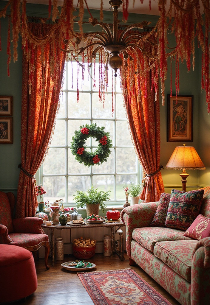 30+ Christmas Curtain Ideas That Set the Holiday Mood 12 30+ Christmas Curtain Ideas That Set the Holiday Mood - 12. Festive Fringe Accents