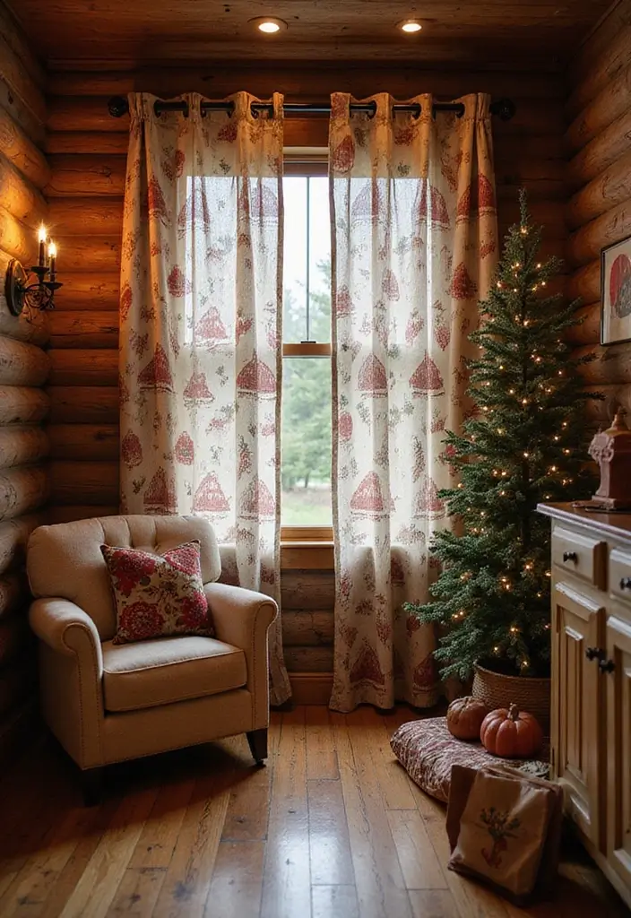 30+ Christmas Curtain Ideas That Set the Holiday Mood 17 30+ Christmas Curtain Ideas That Set the Holiday Mood - 17. Cozy Cabin Prints