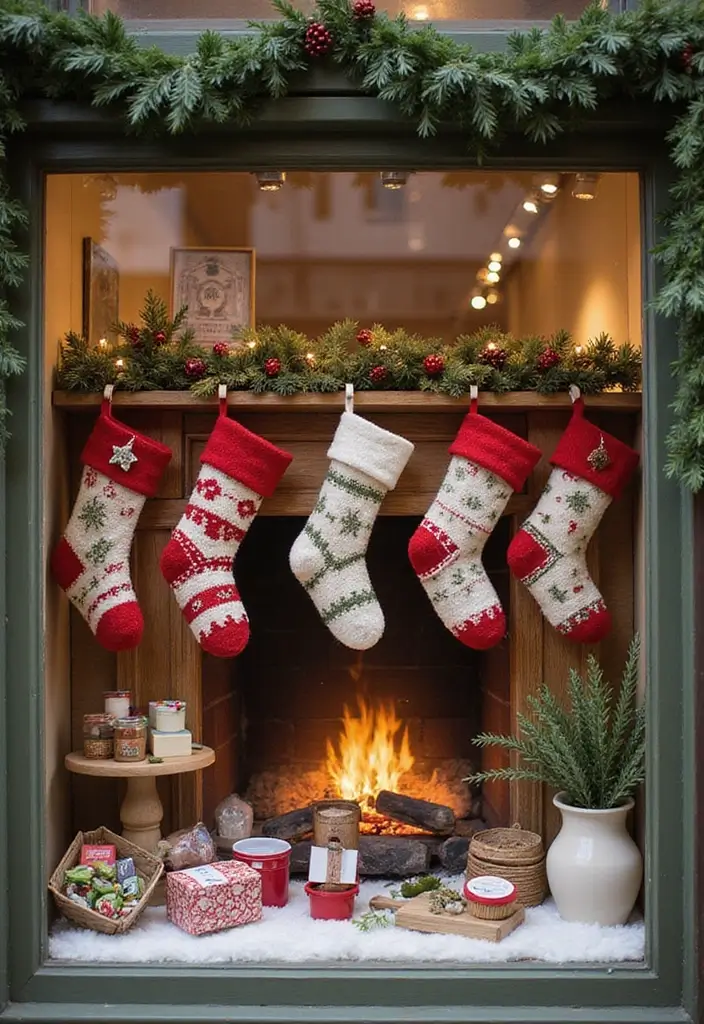 30+ Christmas Shop Window Display Ideas That Sell - 10. Organic Cotton Stockings
