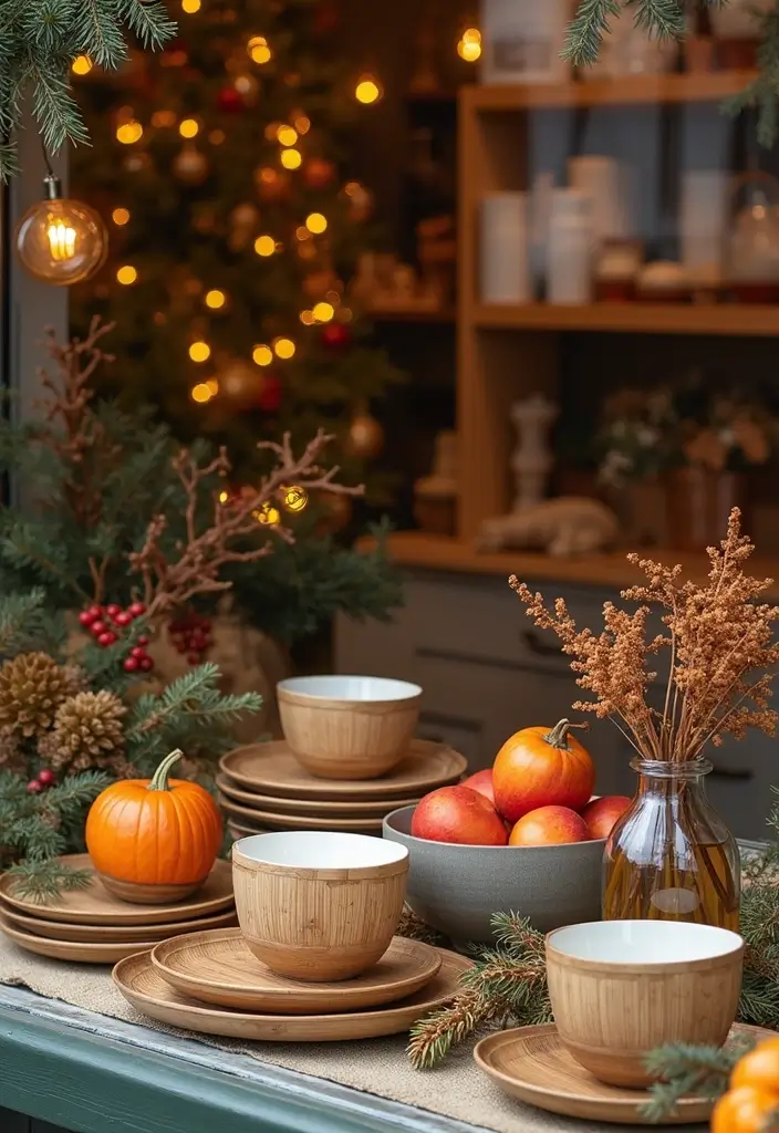 30+ Christmas Shop Window Display Ideas That Sell - 15. Sustainable Serving Ware