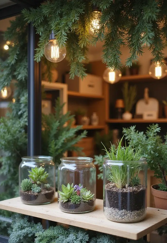 30+ Christmas Shop Window Display Ideas That Sell - 24. DIY Terrarium Station