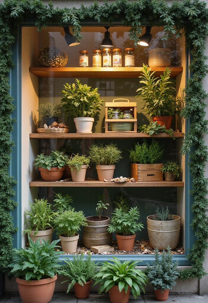 30+ Christmas Shop Window Display Ideas That Sell - 29. Urban Gardening Kits