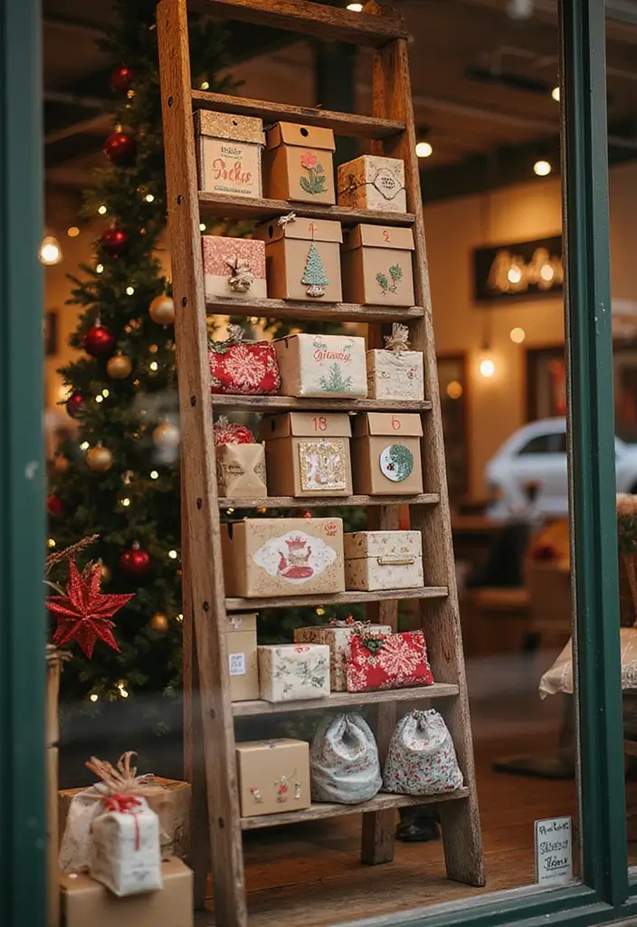 30+ Christmas Shop Window Display Ideas That Sell - 7. DIY Advent Calendar Inspiration