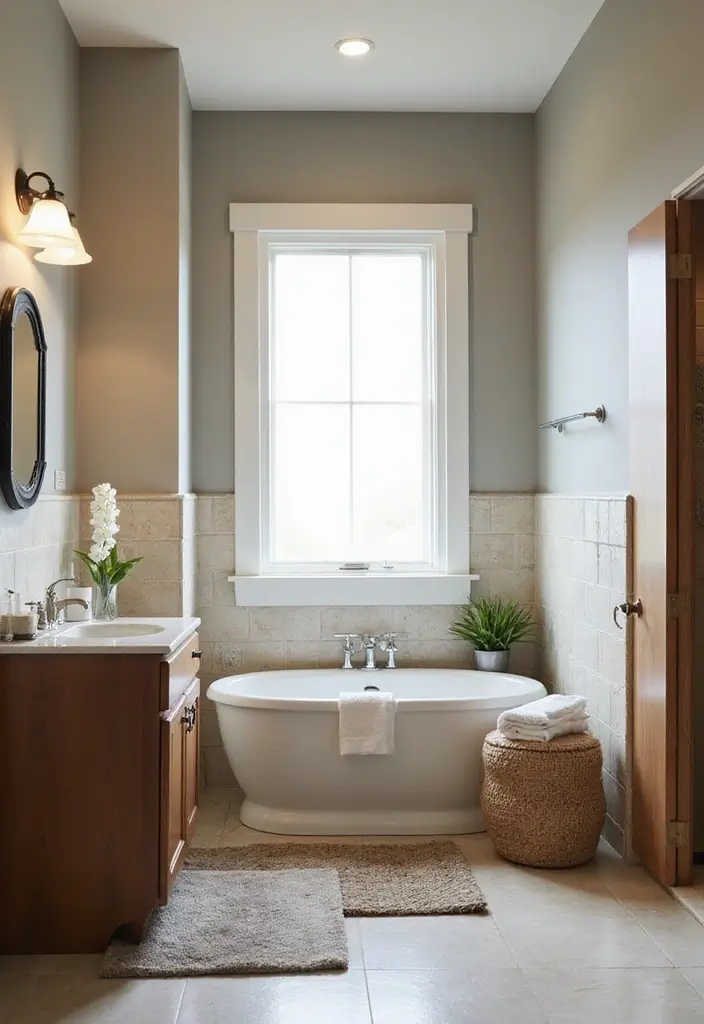 30 Small Bathroom with Window Ideas You’ll Adore - 12. Transitional Style