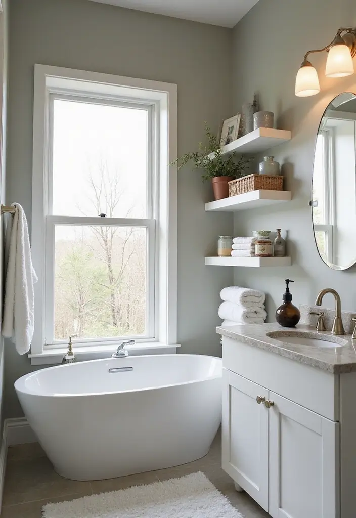 30 Small Bathroom with Window Ideas You’ll Adore - 13. Smart Storage Solutions