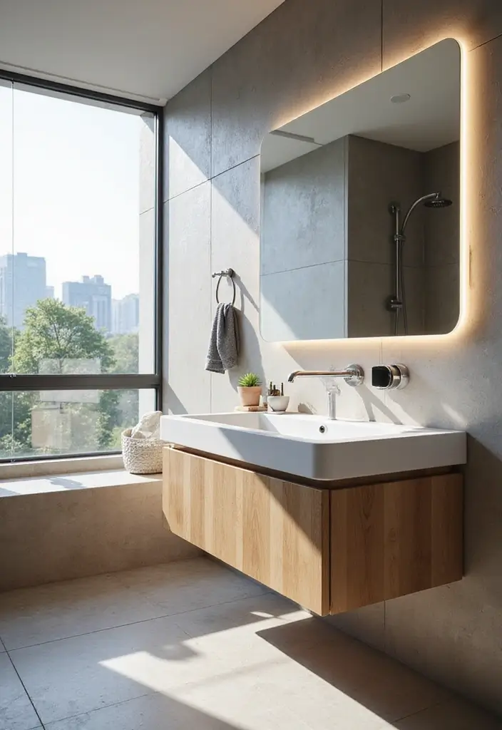 30 Small Bathroom with Window Ideas You’ll Adore - 15. Tech-Savvy Designs