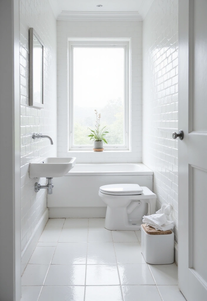 30 Small Bathroom with Window Ideas You’ll Adore - 21. Bright White Wonders