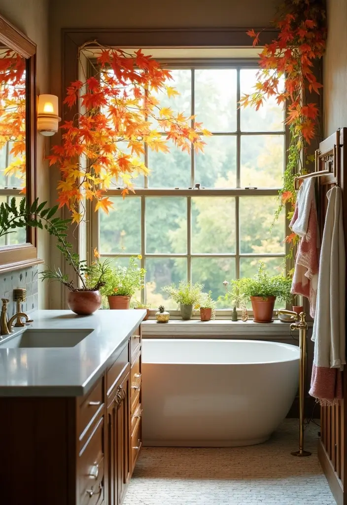30 Small Bathroom with Window Ideas You’ll Adore - 30. Seasonal Decor Swaps