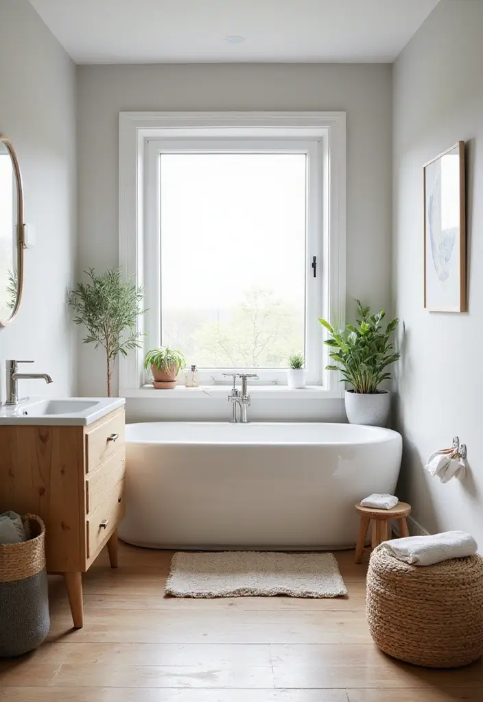 30 Small Bathroom with Window Ideas You’ll Adore - 4. Scandinavian Simplicity