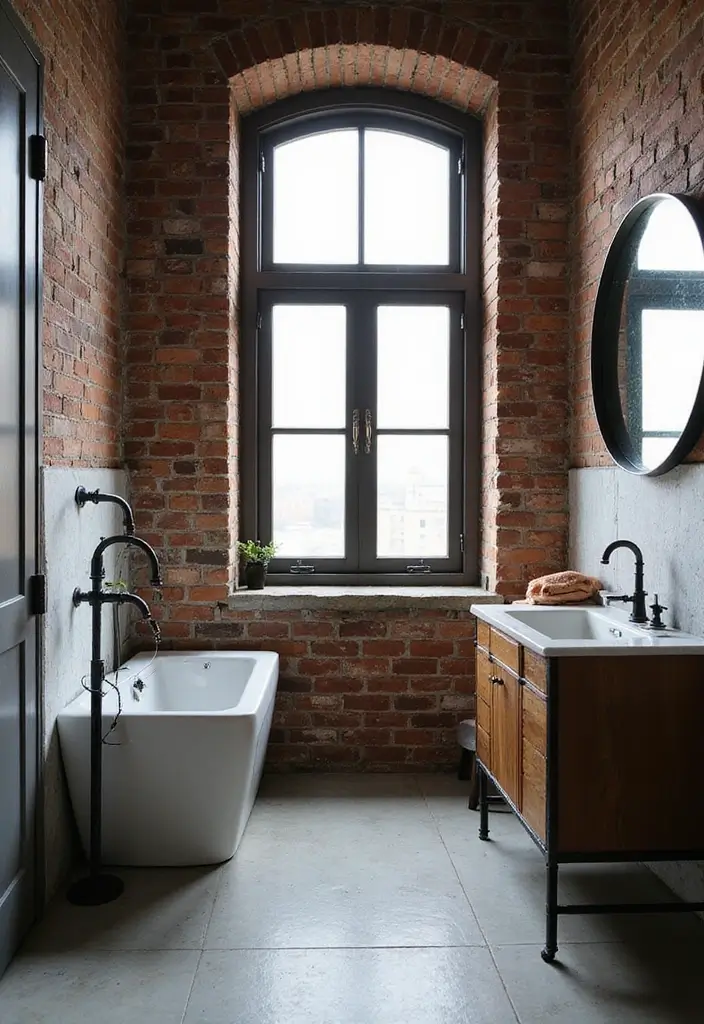 30 Small Bathroom with Window Ideas You’ll Adore - 6. Industrial Edge