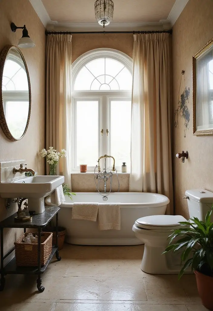 30 Small Bathroom with Window Ideas You’ll Adore - 8. Vintage Glam